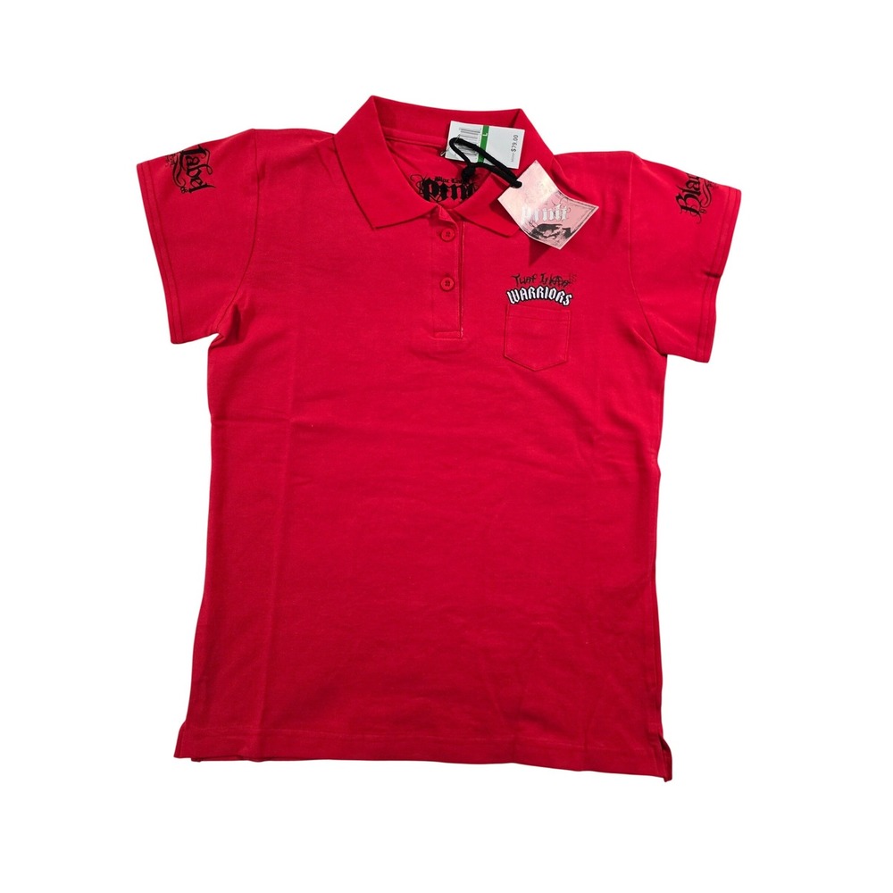 Blac Label Red Women's Red Graphic Polo Shirt Dare To Lose Streetwear size Large